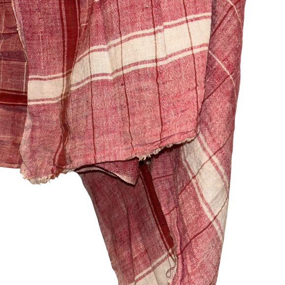 Get Warm NEW NWT red cream tablecloth plaid print scarf - Picture 3 of 4
